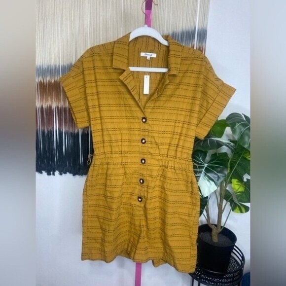 NWT MADEWELL Petite Seersucker Camp Romper - Picture 3 of 7